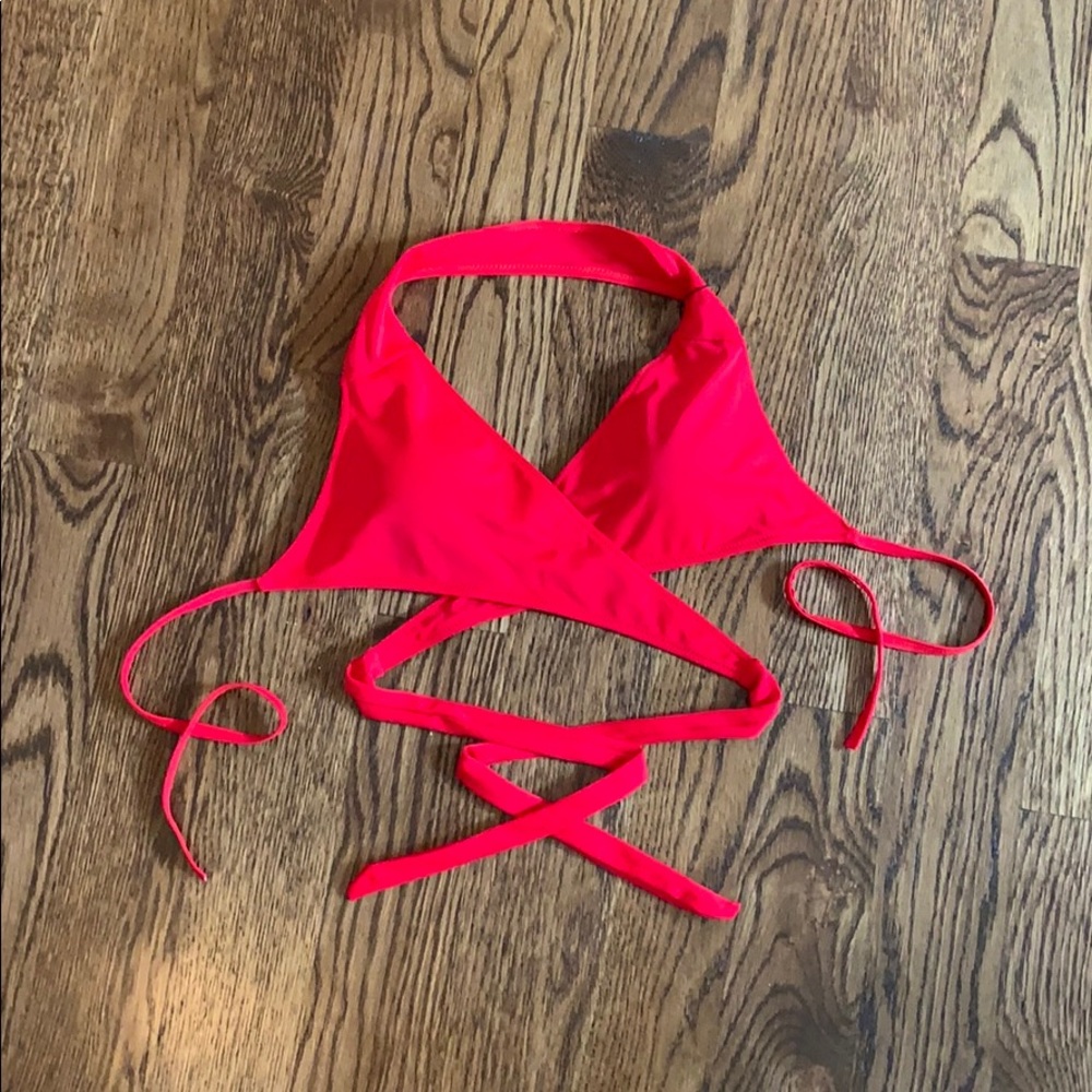 BRAND NEW red wrap bikini top, size small